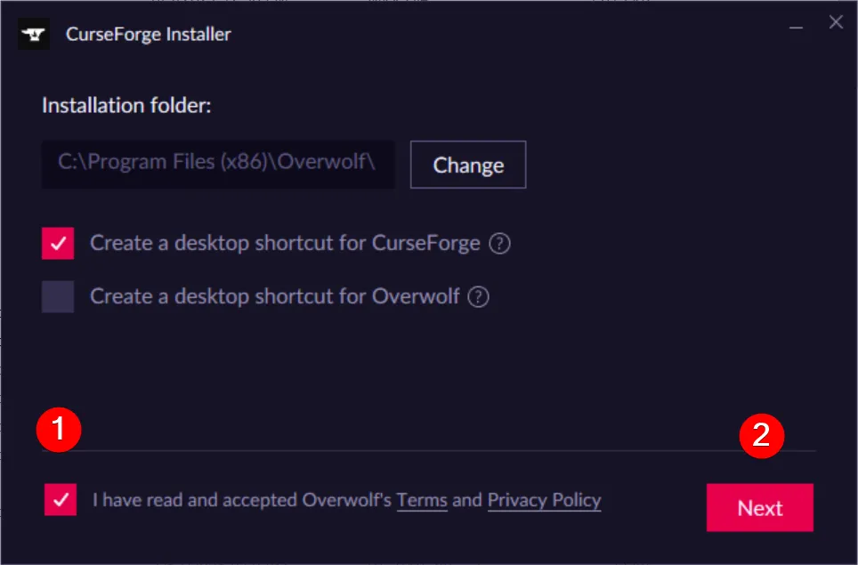 The CurseForge installer.